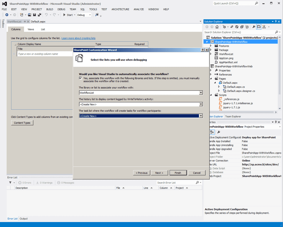 Add Workflow - Set Lists